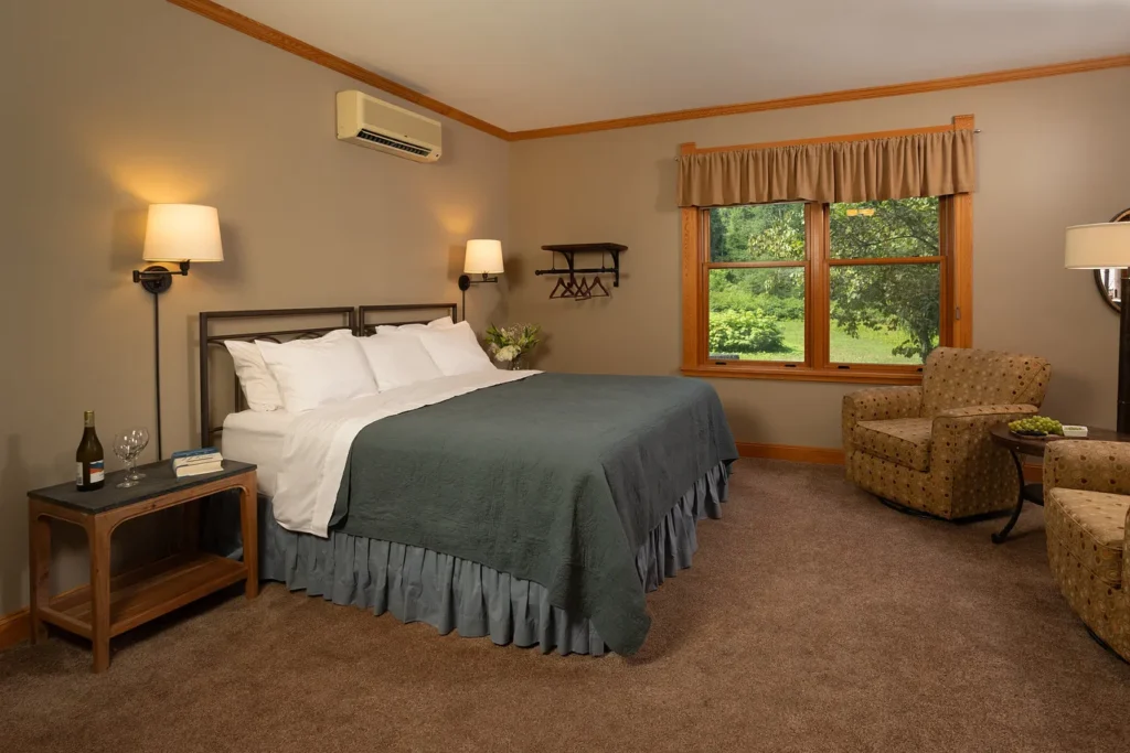 Birches Room: king bed, sitting area and window